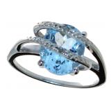 Oval 3.88 ct Natural Blue Topaz & Diamond Ring