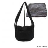 GUCCI Black Satin & Leather Shoulder Bag