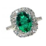 14k Gold 2.95 ct Emerald & Diamond Ring