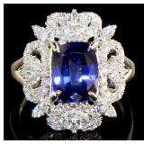 14kt Gold 3.42 ct Sapphire & Diamond Ring