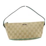 Gucci Monogram Teal Trim Hand Pouch