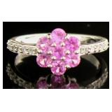 Antique Style Pink Sapphire Flower Ring