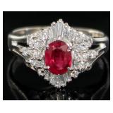 Platinum 1.33 ct GIA Ruby & Diamond Ring