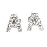 Brilliant White Sapphire A Monogram Earrings