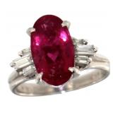 Platinum 3.83 ct Natural Tourmaline & Diamond Ring