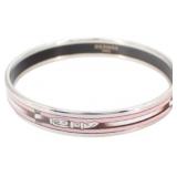 Hermes Pink Emal Belt Bangle Bracelet