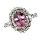 14k Gold 2.56 ct Oval Tourmaline & Diamond Ring