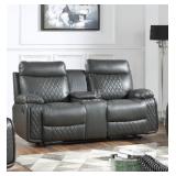 Grey Diamond Stitch Double glider recliner love