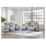 Boyington Leather Sofa & Love W/ Heat & Massage