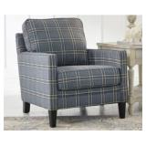 ASHLEY TRAEMORE BLUE CHECK ACCENT CHAIR