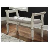 ASHLEY REALYN ANTIQUE WHITE UPHOLSTERED BENCH