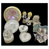 Precious Moments Clock, Plates, Snow Globe,