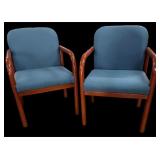 Pair Blue Uph Arm Chairs