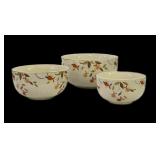 (3) Pc Jewel Tea Autumn Leaf Mixing Bowls
