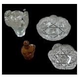 Crystal Ramï¿½s Horn Vase, Amber Crackle Glass