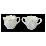 Pair Fenton Hobnail Cream & Sugar
