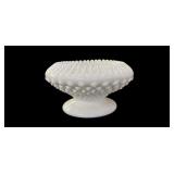 Fenton Art Milk Glass Hobnail Ribbon Bowl