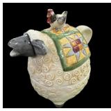 Ceramic Sheep & Rooster Teapot & Cup