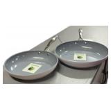 (2) White Green Pan Thermolon 11 ï¿½ & 9.5 ï¿½