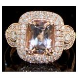 14kt Rose Gold 2.97 ct Morganite & Diamond Ring