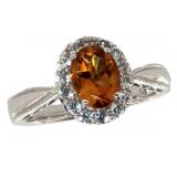 Beautiful Oval Citrine & White Sapphire Ring