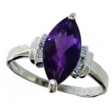 Marquise Cut 2.55 ct Amethyst & Diamond Ring