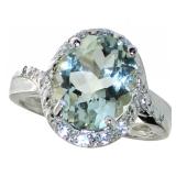 Oval 4.11 ct Green Amethyst & Diamond Ring