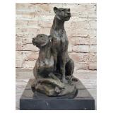 Impressionist Bronze Sculpture Of Female Lionesses