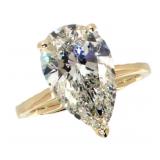 14k Gold 5.40 ct Pear Cut Lab Diamond Ring