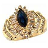 14kt Gold Natural 1.88 ct Sapphire & Diamond Ring