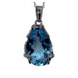 Pear Cut 5.30 ct Natural Swiss Blue Topaz Necklace