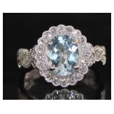 14k Gold 1.91 ct Aquamarine & Diamond Ring