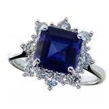 14kt Gold 4.16 ct Sapphire & Diamond Ring