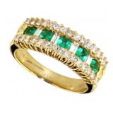 18k Gold 1.00 ct Natural Emerald & Diamond Ring