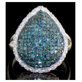 Pear Cut 1.00 ct Fancy Blue Diamond Ring