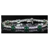 15.00 ct Emerald & White Topaz Heart Bracelet