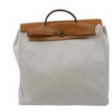 Hermes Khaki Canvas 2-way Handbag