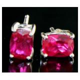 Emerald Cut 2.50 ct Ruby Stud Earrings