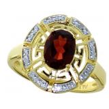 Natural Oval Garnet & Diamond Dinner Ring