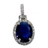 Oval Brilliant Blue & White Sapphire Pendant