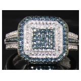 Genuine Blue Diamond Dinner Ring