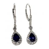 Pear Cut Blue Sapphire & White Sapphire Earrings