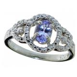 Natural Oval Tanzanite & Diamond Ring