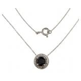 Round Brilliant 1.25 ct Black Diamond Necklace