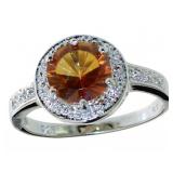 Round 2.11 ct Golden Citrine & Diamond Ring