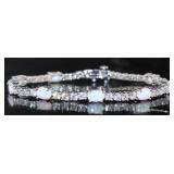 Oval Cut White Opal & White Topaz Bracelet