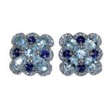 Natural 5.34 ct Aquamarine & Iolite Earrings