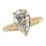 14k Gold 2.63 ct Pear Shape Lab Diamond Ring