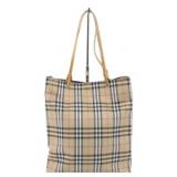 Burberry Gray Tan Nova Check Tote Handbag