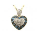 18kt Gold Blue Topaz & Diamond Necklace